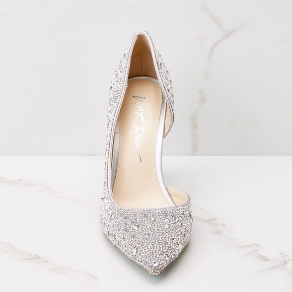 Betsey Johnson silver diamond rhinestone pump heel